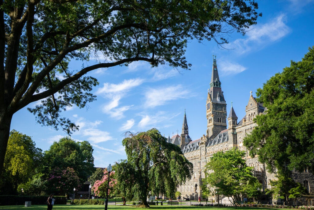 Healy Hall on a summer morning.